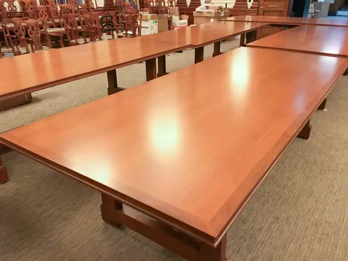 Boardroom table, stripped and refinished
