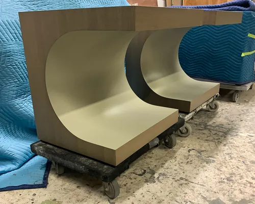 Curved casework in custom colour