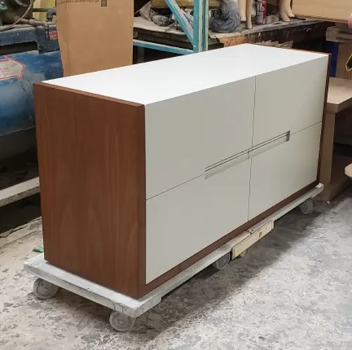 Credenza in walnut and white