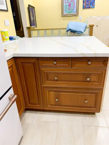 Cabinetry refinished in place